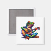 Cute Frog Playing A Guitar Dont Worry Be Hoppy _1 マグネット (正面/裏面)
