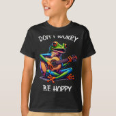 Cute Frog Playing A Guitar Dont Worry Be Hoppy _1  Tシャツ (正面)
