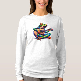 Cute Frog Playing a Guitar Tシャツ