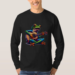 Cute Frog Playing a Guitar Tシャツ