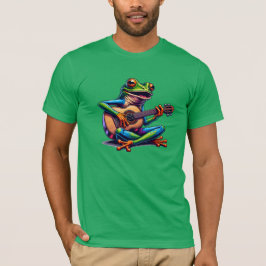Cute Frog Playing a Guitar Tシャツ