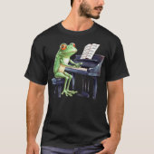 Cute Frog Playing Piano Musician Music Tシャツ (正面)