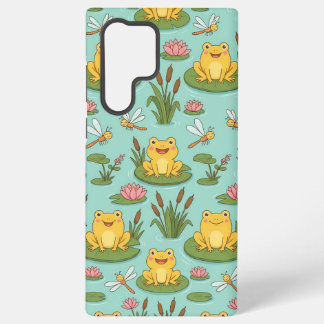Cute Frog Pond Pattern Samsung Galaxy S22 Ultraケース