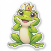 Cute Frog Prince Custom-Cut Vinyl Sticker シール (正面)
