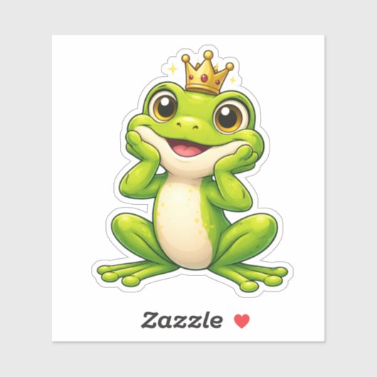 Cute Frog Prince Custom-Cut Vinyl Sticker シール (シート)