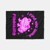 Cute Frog Pun Ribbiting Frog Lovers Quote Design  フリースブランケット (正面(横))