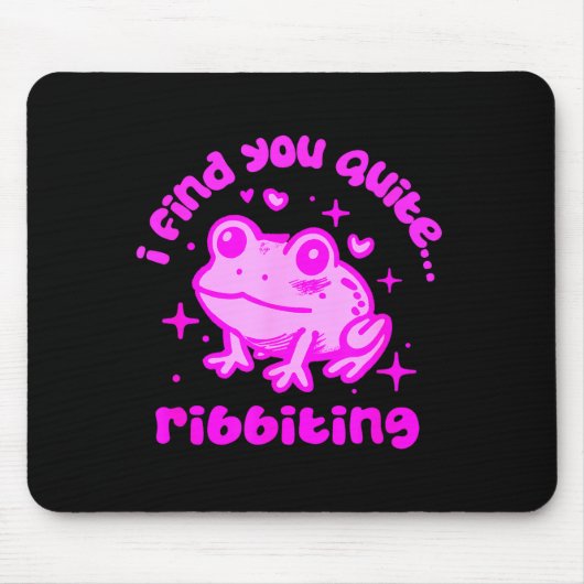 Cute Frog Pun Ribbiting Frog Lovers Quote Design マウスパッド (正面)