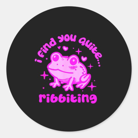 Cute Frog Pun Ribbiting Frog Lovers Quote Design  ラウンドシール (正面)