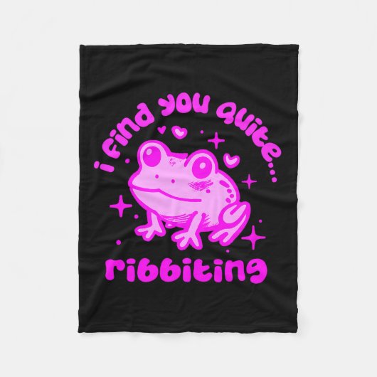 Cute Frog Pun Ribbiting Frog Lovers Quote Design P フリースブランケット (正面)