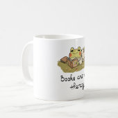 Cute Frog Reading - Books Are My Therapy コーヒーマグカップ (正面左)