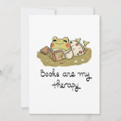 Cute Frog Reading - Books Are My Therapy 招待状 (正面)