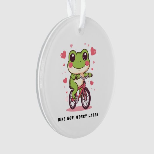Cute Frog Riding Bicycle | Funny Frog Lover Gift オーナメント (正面)