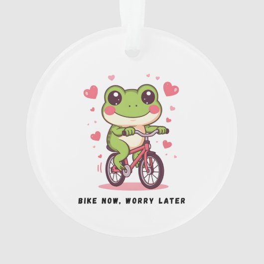 Cute Frog Riding Bicycle | Funny Frog Lover Gift オーナメント (裏面)