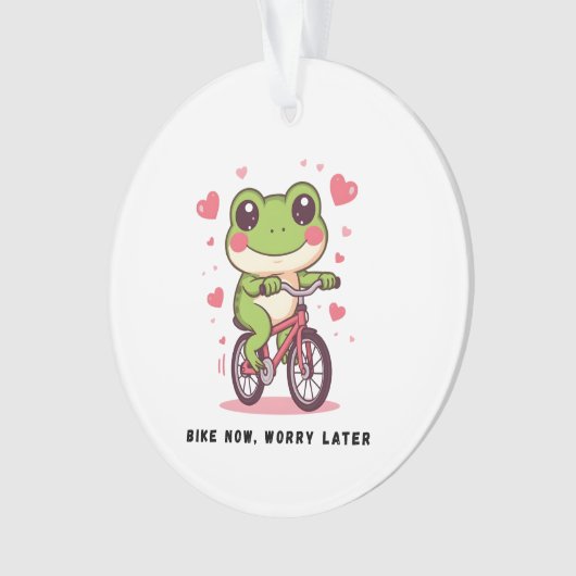 Cute Frog Riding Bicycle | Funny Frog Lover Gift オーナメント (正面)