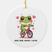 Cute Frog Riding Bicycle | Funny Frog Lover Gift セラミックオーナメント (裏面)