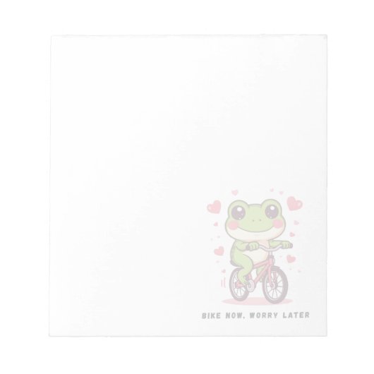 Cute Frog Riding Bicycle | Funny Frog Lover Gift ノートパッド (正面)