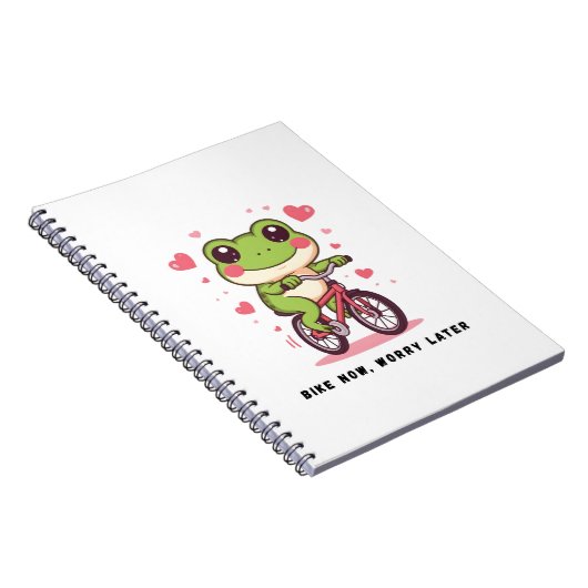 Cute Frog Riding Bicycle | Funny Frog Lover Gift ノートブック (右側)
