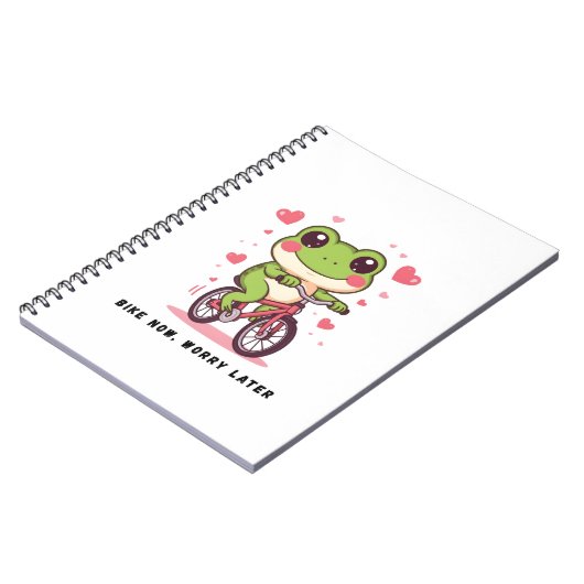 Cute Frog Riding Bicycle | Funny Frog Lover Gift ノートブック (左側)