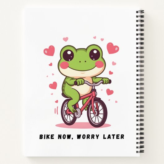 Cute Frog Riding Bicycle | Funny Frog Lover Gift ノートブック (裏面)