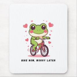 Cute Frog Riding Bicycle | Funny Frog Lover Gift マウスパッド