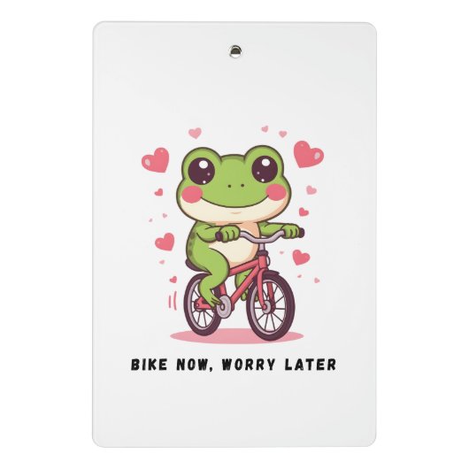 Cute Frog Riding Bicycle | Funny Frog Lover Gift ミニクリップボード (裏面)