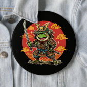 Cute Frog Samurai Cartoon Animal Warrior Design 缶バッジ (インサイチュ)