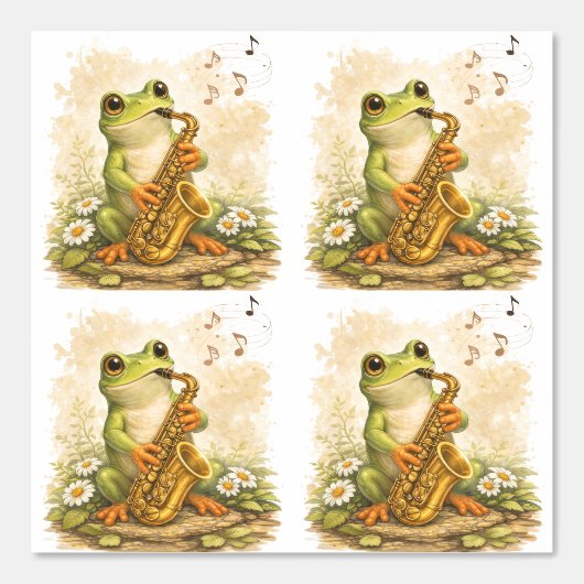 Cute Frog Saxophone Pattern Wallpaper Kids 壁紙 (正面)