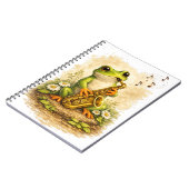 Cute Frog Saxophone Spiral Notebook ノートブック (左側)