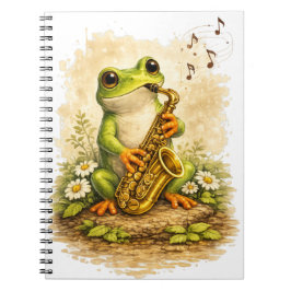 Cute Frog Saxophone Spiral Notebook ノートブック