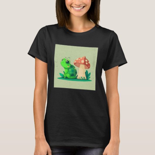 Cute Frog Snail Illustration Shell Friends Women K Tシャツ (正面)