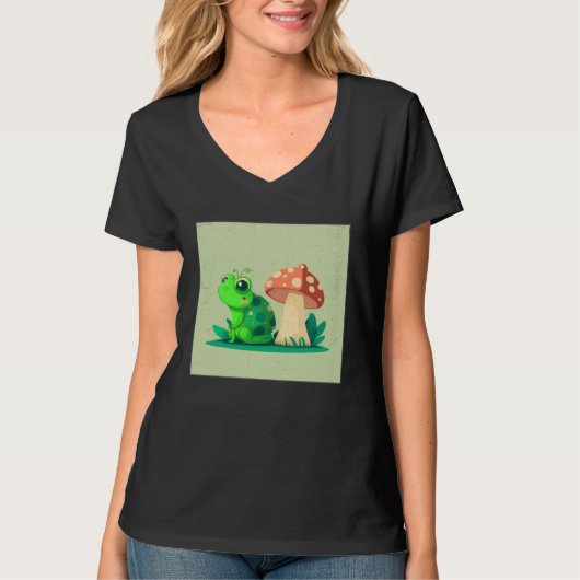 Cute Frog Snail Illustration Shell Friends Women K Tシャツ (正面)