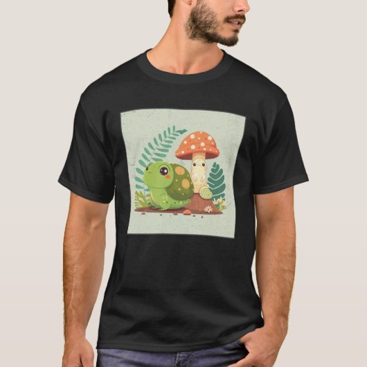 Cute Frog Snail Illustration Shell Friends Women K Tシャツ (正面)