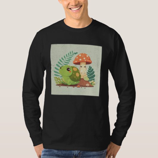 Cute Frog Snail Illustration Shell Friends Women K Tシャツ (正面)