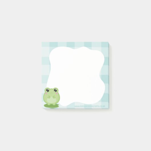 Cute frog Sticky notes, green post-it notes ポストイット (正面)
