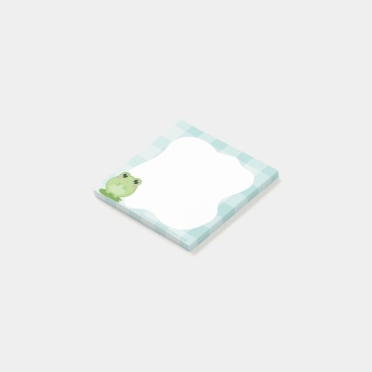 Cute frog Sticky notes, green post-it notes ポストイット (アングル)