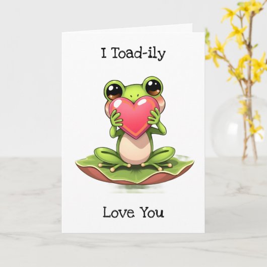 Cute Frog Themed Anniversary  カード (黄色い花)