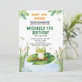 Cute frog toad birthday party invitation 招待状 (スタンド正面)