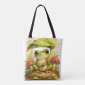 Cute Frog Tote Bag Leaf Umbrella Kawaii トートバッグ (裏面)