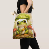 Cute Frog Tote Bag Leaf Umbrella Kawaii トートバッグ (クローズアップ)