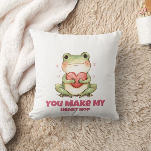 Cute Frog Valentine Tee クッション (ブランケット)