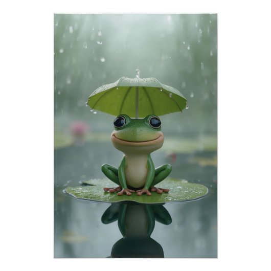 Cute Frog Wall Art for Kids – Adorable Frog Poster ポスター (正面)