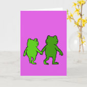 Cute Frog Whimsical Cartoon Friendship Card カード (黄色い花)