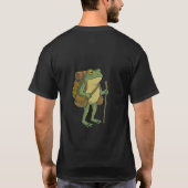 Cute Frog with Backpack and Walking Stick  Tシャツ (裏面)