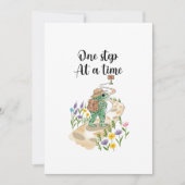 Cute Frog with Backpack One Step at a Time 招待状 (正面)