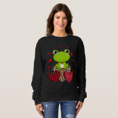 Cute Frog With Leopard Red Plaid Heart  Ideas スウェットシャツ (正面フル)