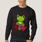 Cute Frog With Leopard Red Plaid Heart  Ideas スウェットシャツ (正面)
