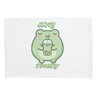 Cute Froggy Bubble Tea Pillow Cover – Kawaii Frog 枕カバー
