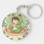 Cute Froggy Coffee Tale Design キーホルダー (裏面)