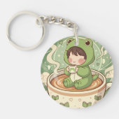 Cute Froggy Coffee Tale Design キーホルダー (正面)