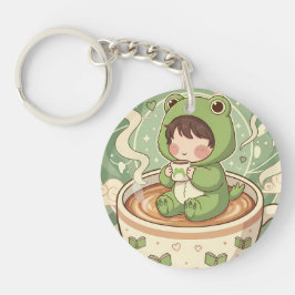 Cute Froggy Coffee Tale Design キーホルダー